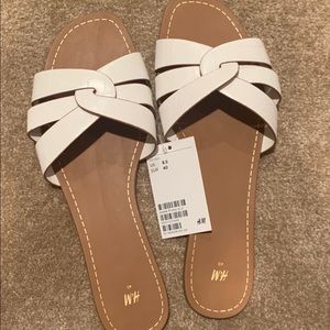 H&M white slides